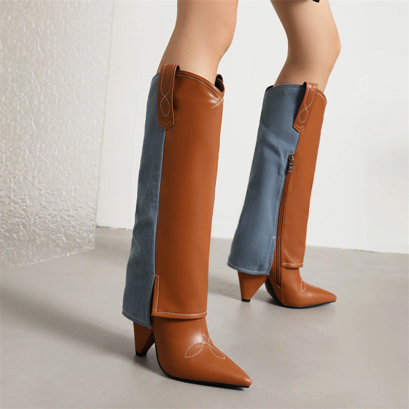 Botas Polaina detalle vaquero disponibles en blancas , Negras y Marrón