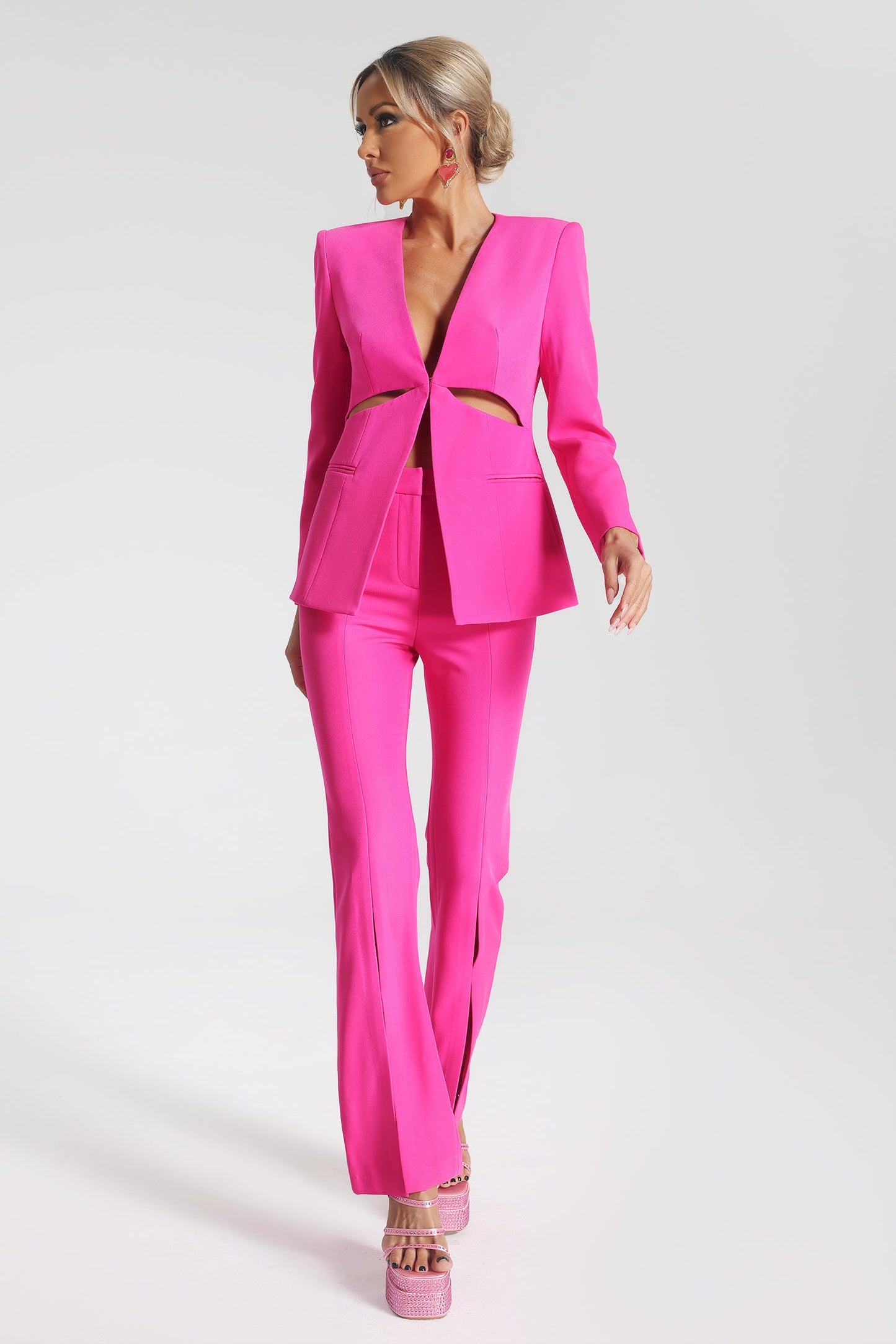 Traje rosa , blazer + pantalón