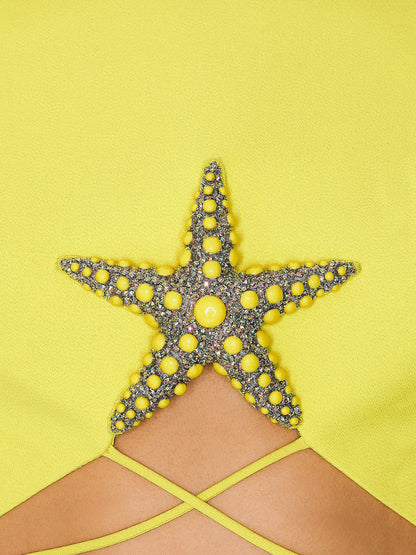 Conjunto dos piezas largo amarillo , detalle estrellas