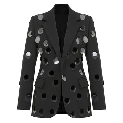 Blazer negra ajustada , con lentejuelas / ocstr