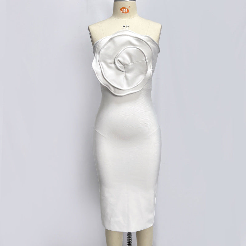 Vestido blanco bandage flor