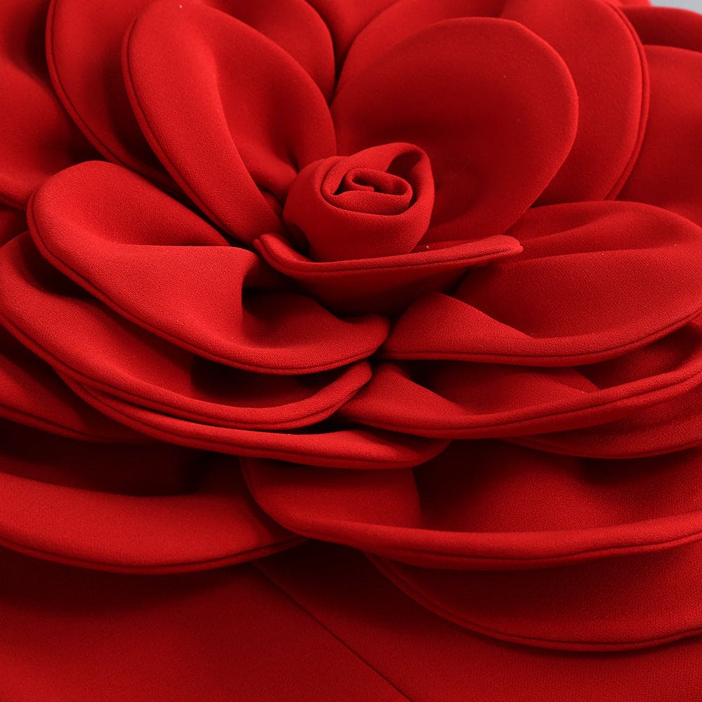 Vestido corto color  rojo con Flores