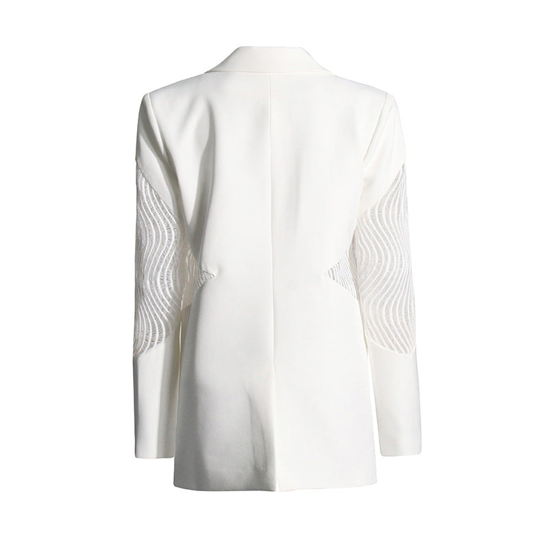 Blazer blanca con detalles transparencia en mangas