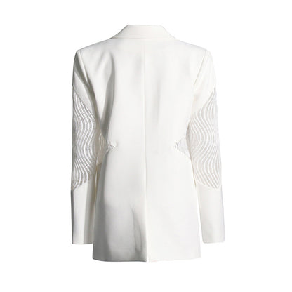 Blazer blanca con detalles transparencia en mangas