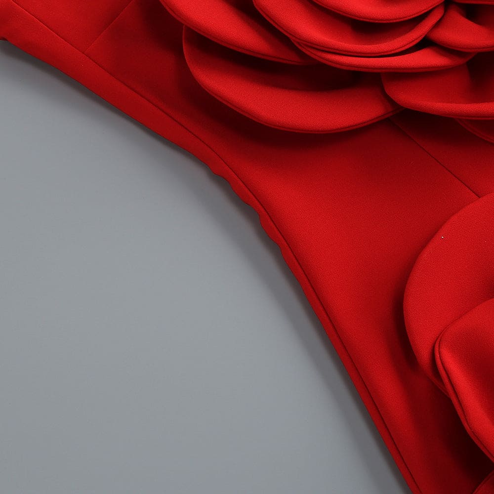 Vestido corto color  rojo con Flores