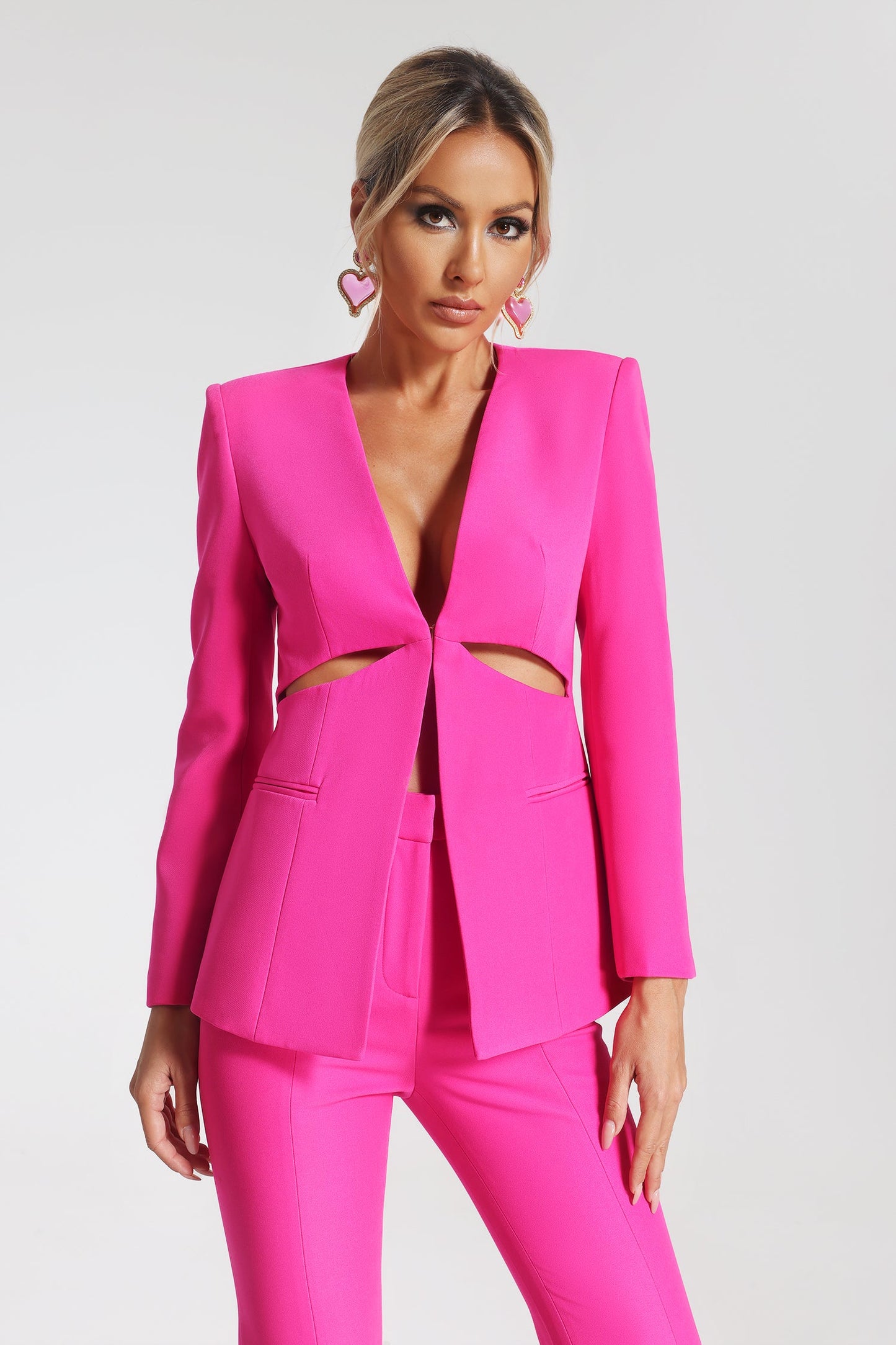 Traje rosa , blazer + pantalón