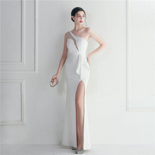 Corset Vestidos De Noche Con Encaje Arriba Vestido Largo Blanco