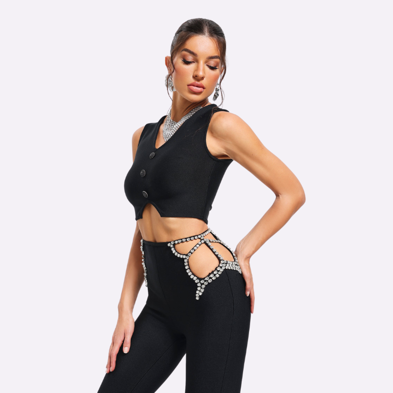 Conjunto negro pantalón +chaleco