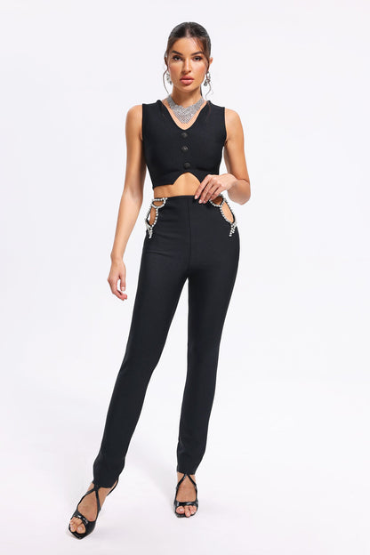 Conjunto negro pantalón +chaleco