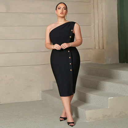 Vestido negro bandage con botones dorados style Bella