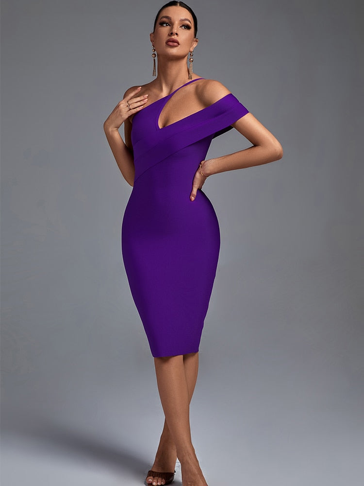 Vestido bandage color lila precioso corte