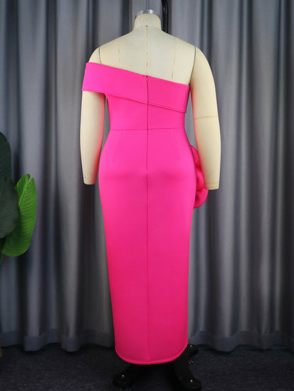 Precioso vestido Rosa con detalle de flor talla hasta 4XL