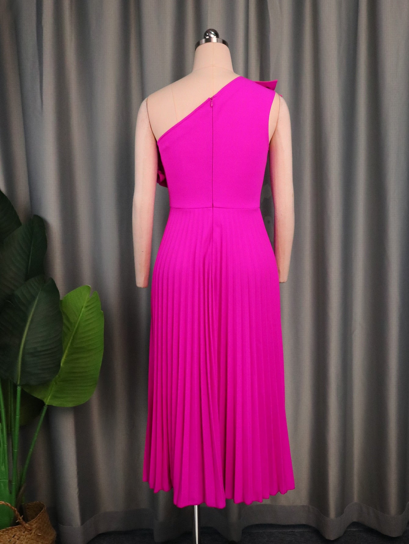 Vestido pliegues rosa