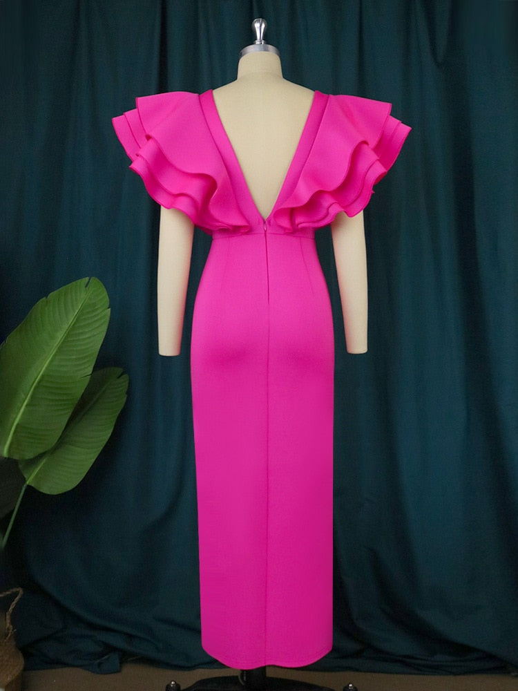 Precioso vestido color Rosa escote en V