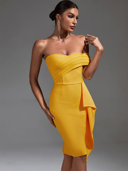 Vestido amarillo  hombros descubierto