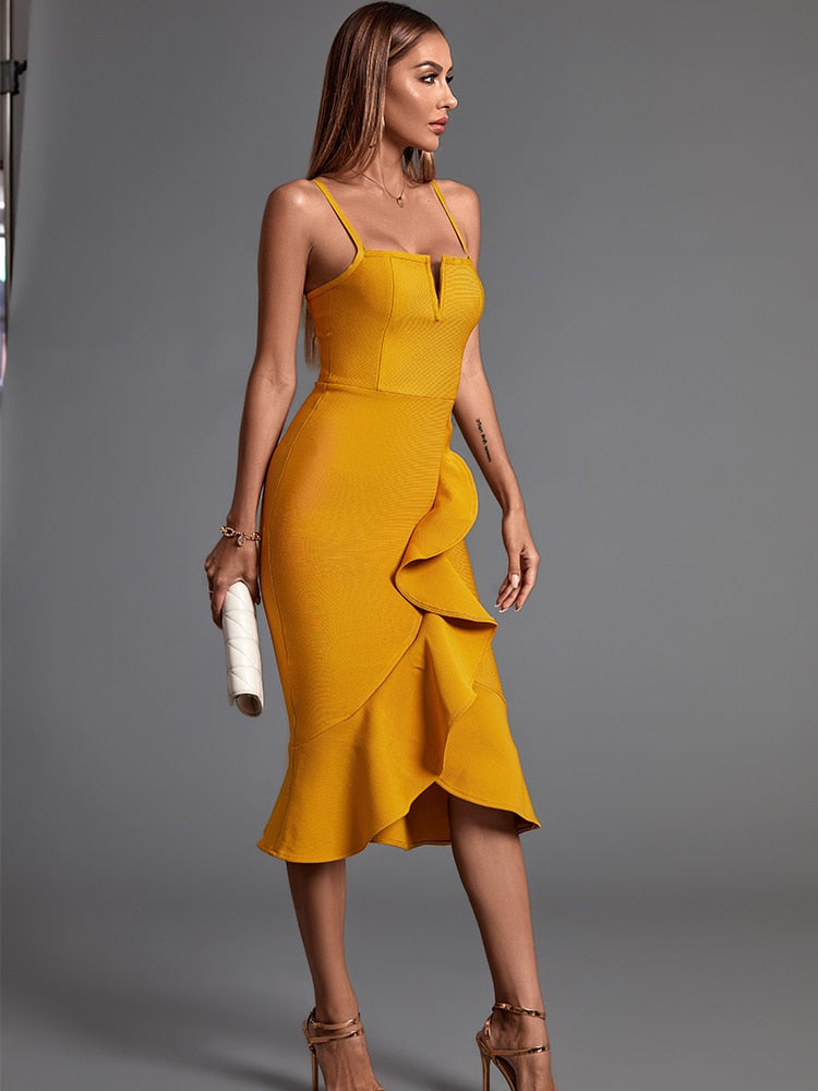 Vestido amarillo mostaza