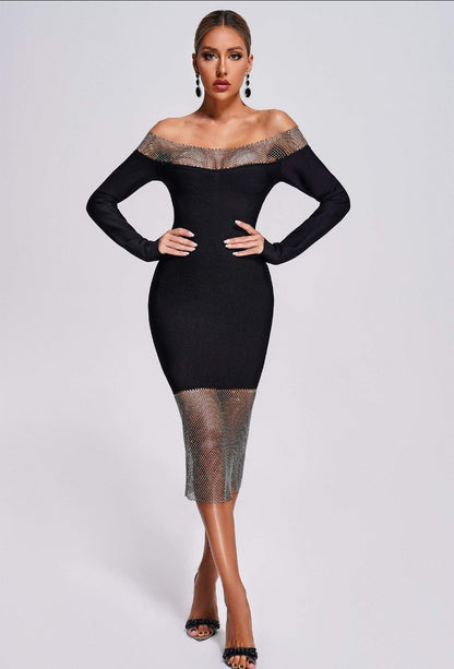 Vestido negro transparencias