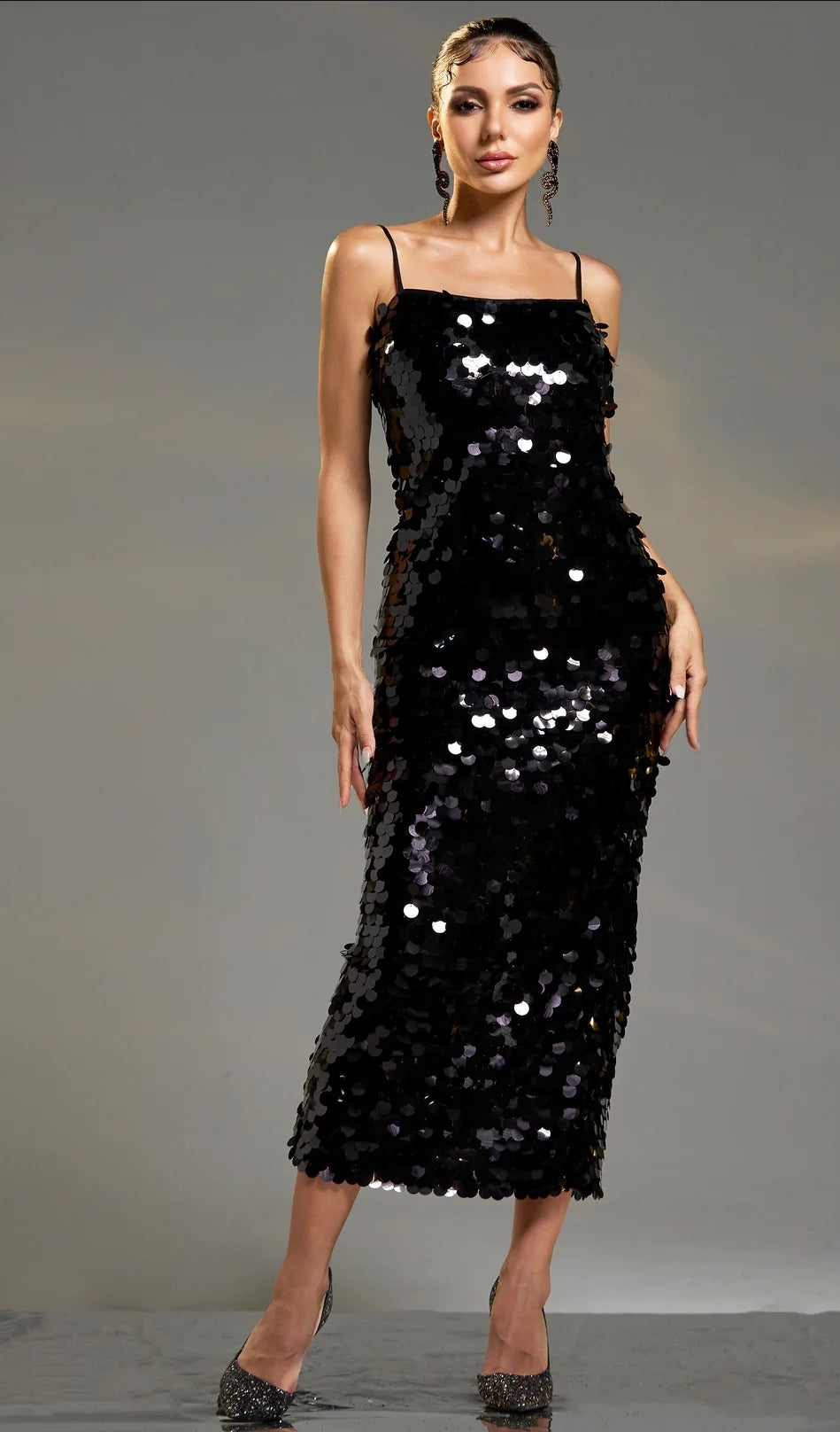 Vestido lentejuela negro disponible más colores