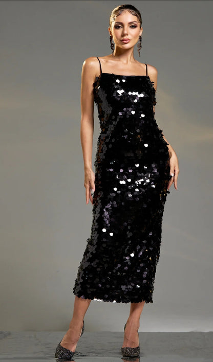 Vestido lentejuela negro disponible más colores