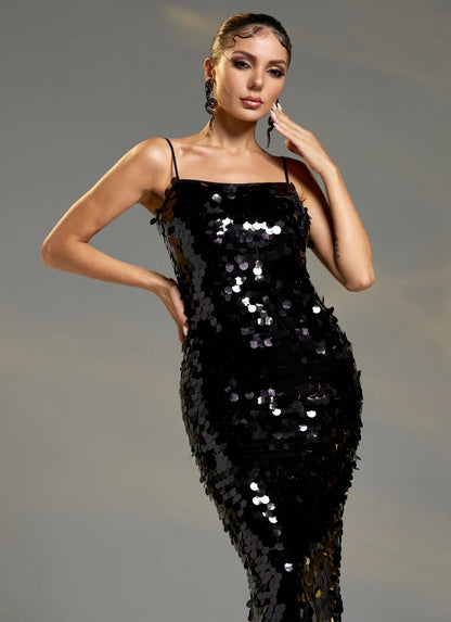 Vestido lentejuela negro disponible más colores