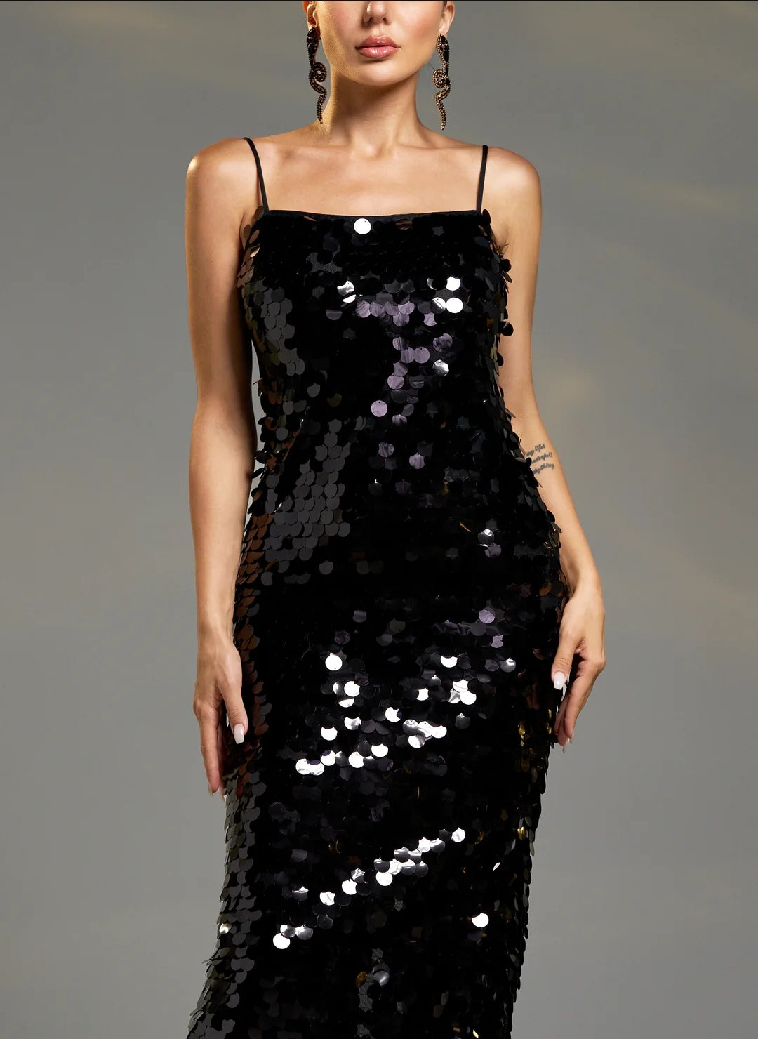 Vestido lentejuela negro disponible más colores