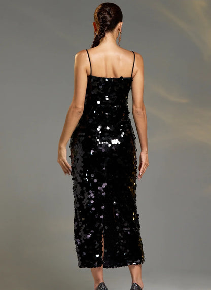 Vestido lentejuela negro disponible más colores