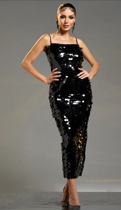 Vestido lentejuela negro disponible más colores