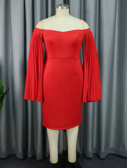 Vestido rojo bandage con mangas abiertas en pliegues / Aome