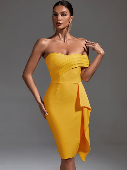 Vestido amarillo  hombros descubierto