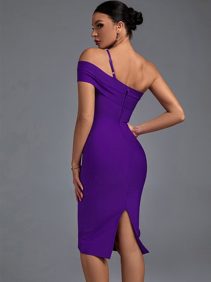 Vestido bandage color lila precioso corte