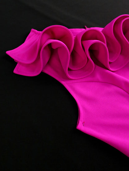 Vestido pliegues rosa