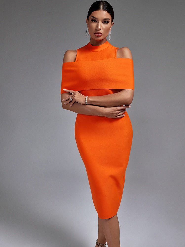 Vestido naranja ajustado