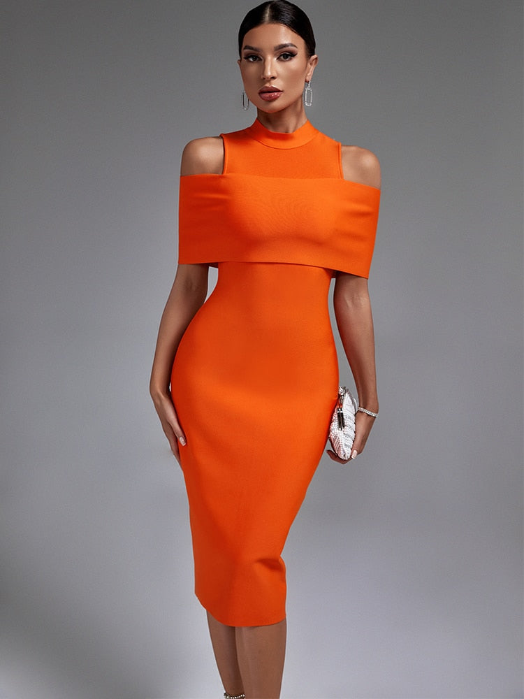 Vestido naranja ajustado