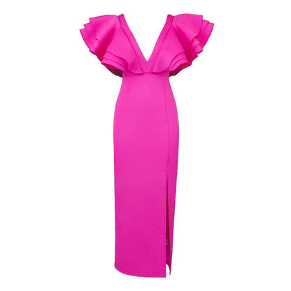 Precioso vestido color Rosa escote en V