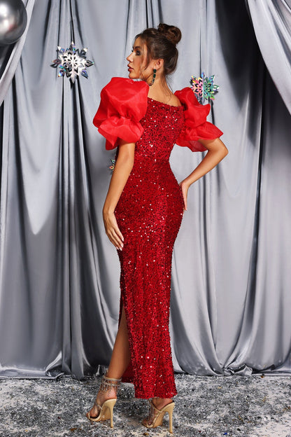 Vestido Liss largo rojo lentejuelas