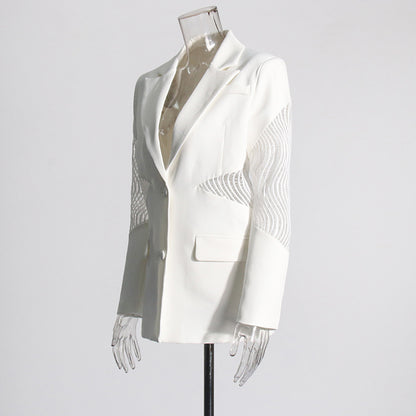 Blazer blanca con detalles transparencia en mangas