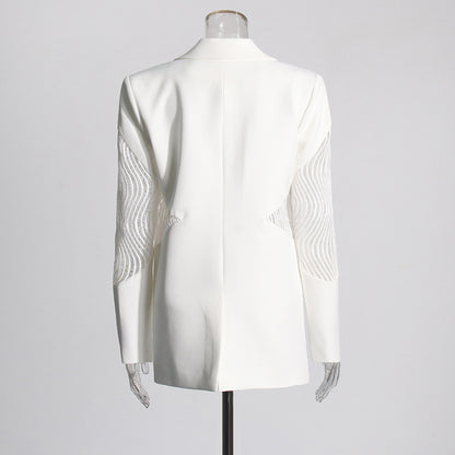 Blazer blanca con detalles transparencia en mangas