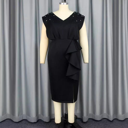 Vestido negro con detalles en hombros / ocst