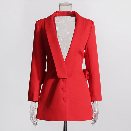 Blazer roja espalda descubierta