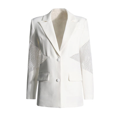 Blazer blanca con detalles transparencia en mangas