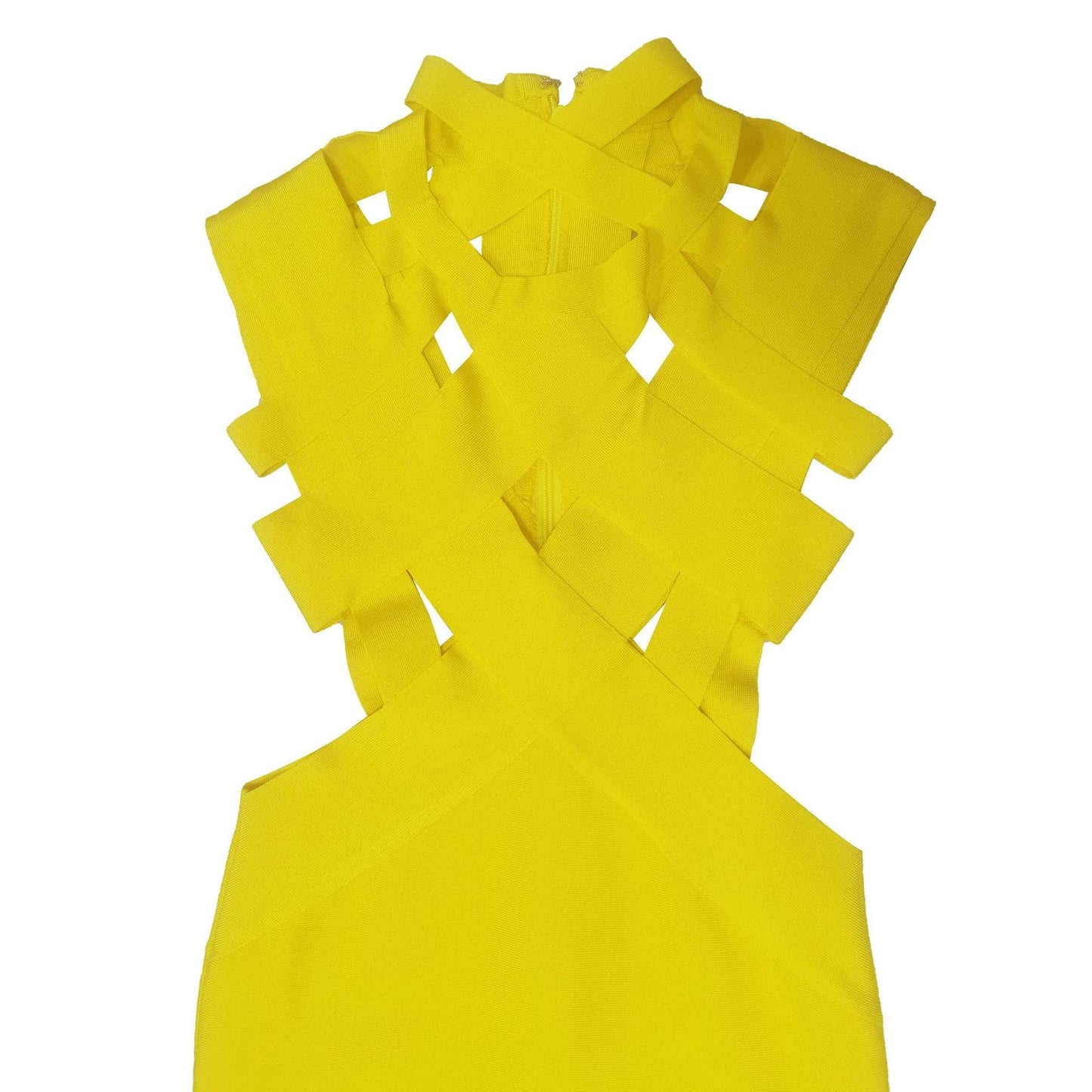 Vestido bandaje amarillo cruzado