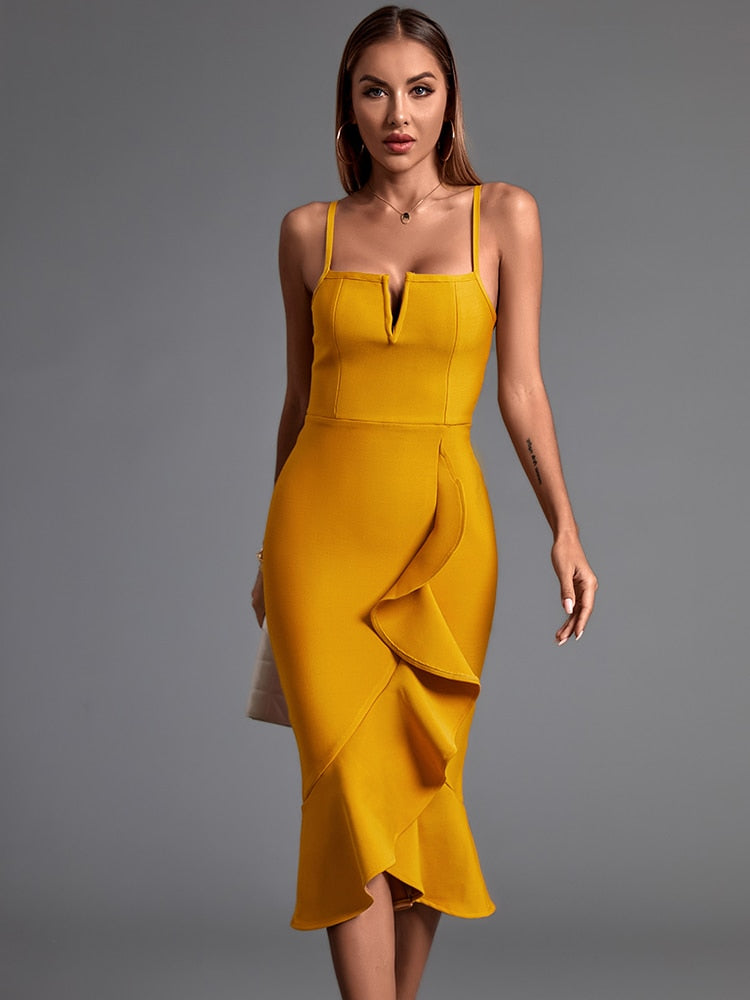 Vestido amarillo mostaza